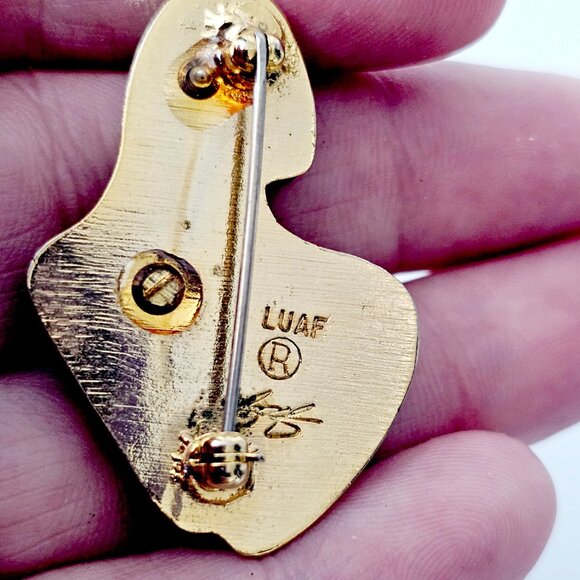 Signed Mother and Child Designer Brooch, LAUF Designer Brooch - Picture 4 of 7